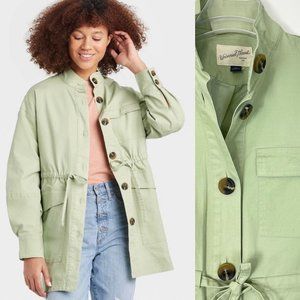 Universal Thread Womens Jacket XS Utility Long Green Button Up Front Pockets New